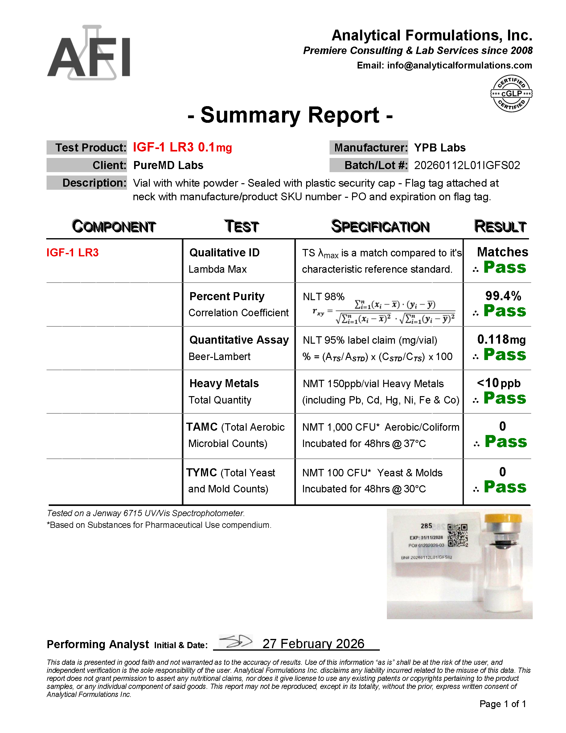 IGF-1LR3 0.1mg igf 1 lr3 0.1mg